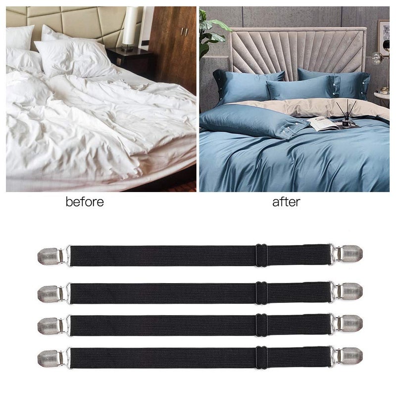 Goodtimes Adjustable Bed Sheet Clips, Sheet Fasteners Holder Straps and Suspender, Gripper, Extend From 21" to 80" Long Style Elastic Fasteners Bands Heavy Duty Suit for Mattress, Sofa, Couch, Recliner and More - Image 4